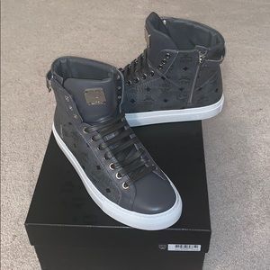 MCM Visetos High Top Turnlock Sneakers